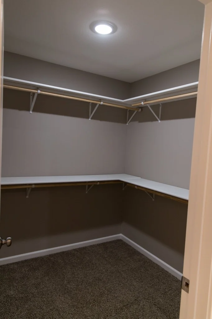 Anasazi Builders Custom Walk-in Closet Organization.