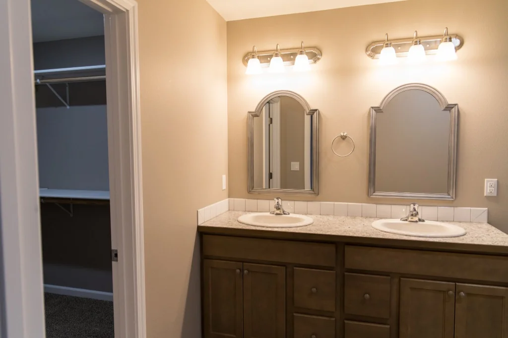 Anasazi Builders Master Bathroom Double Vanity and Closet.