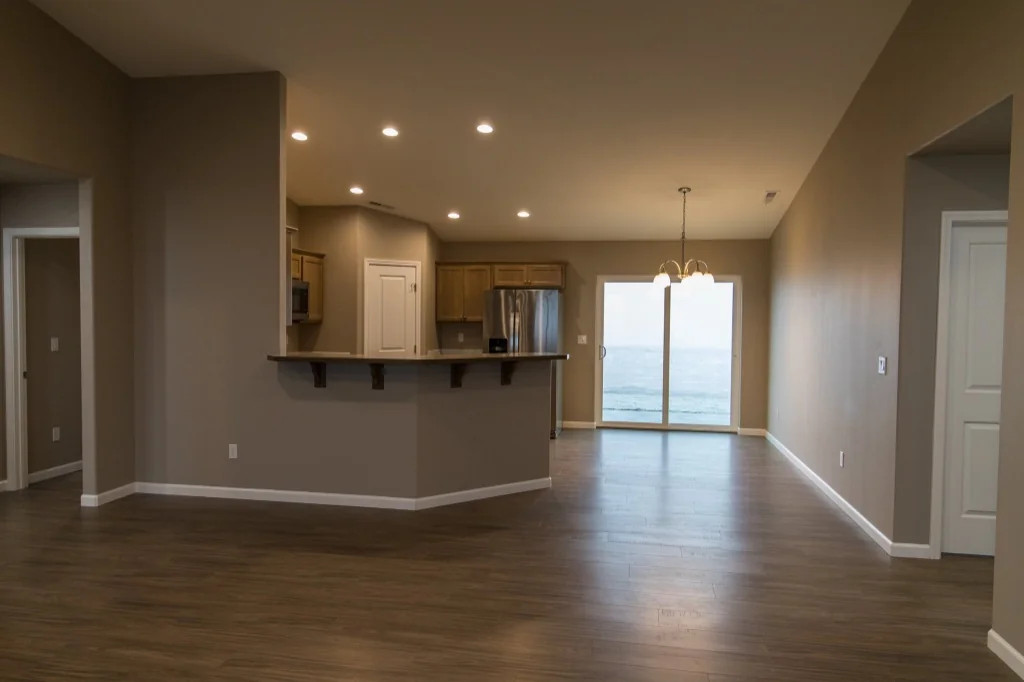 Anasazi Builders Open Concept Kitchen and Living Space.